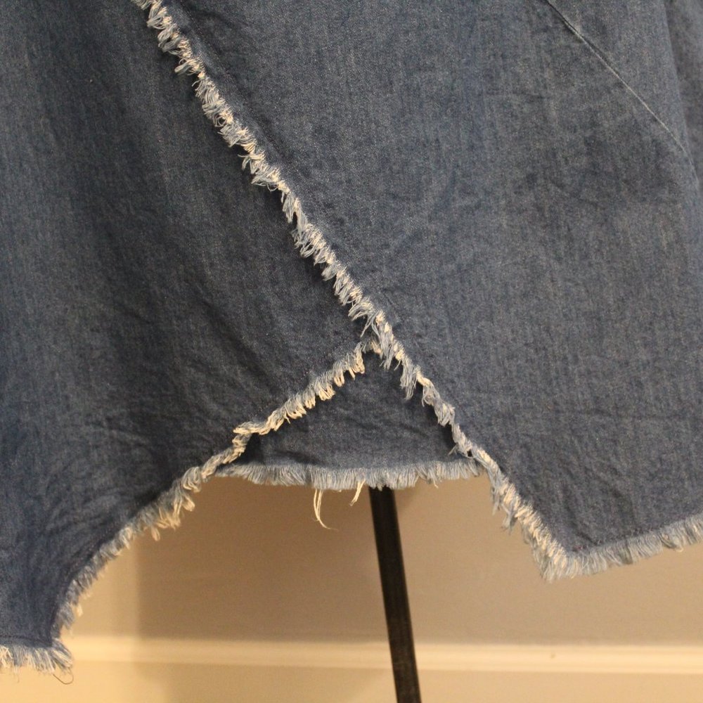 Y2K Denim Asymmetrical Distressed Midi Skirt - Picture 2 of 8